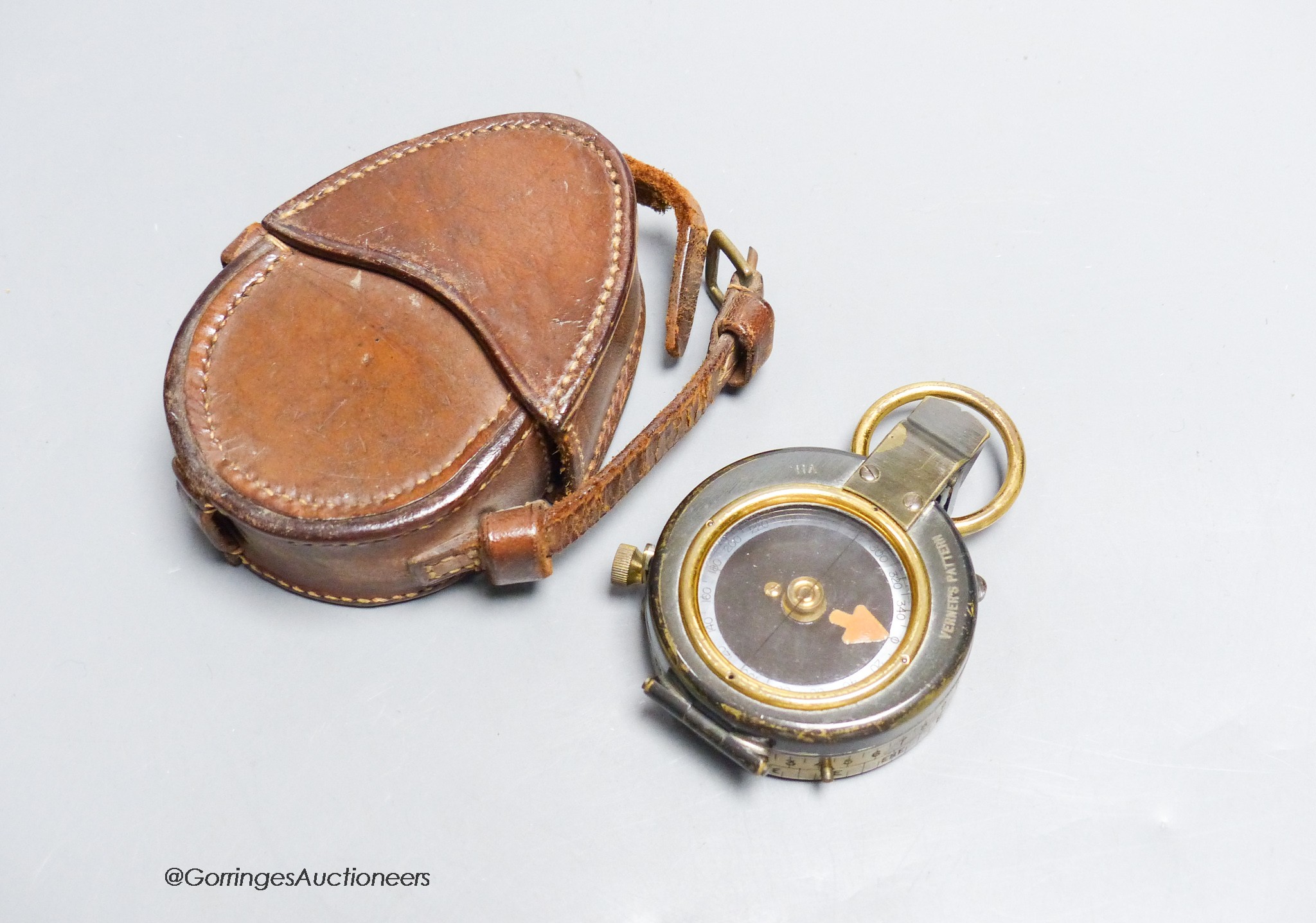 A World War I compass in leather case